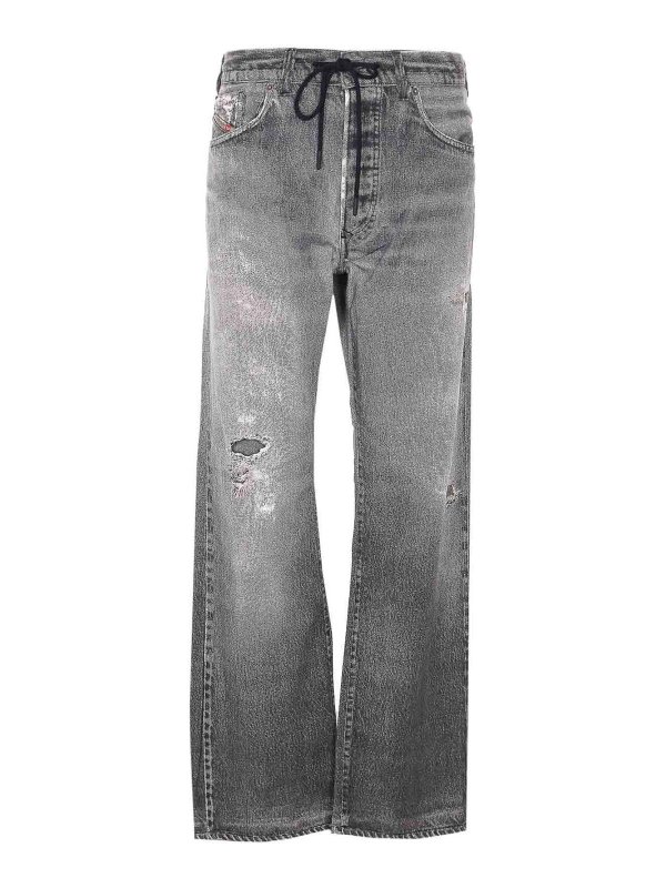 DIESEL: ストレートジーンズ - ストレートジーンズ - グレー