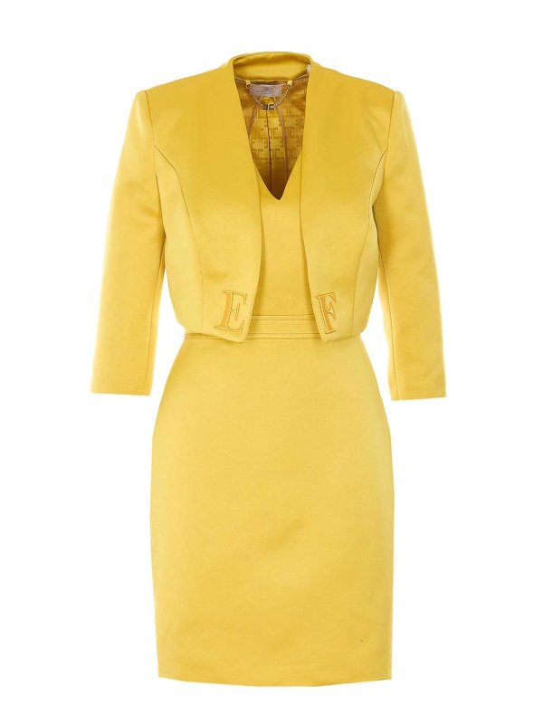 ELISABETTA FRANCHI: knee length dresses - Yellow Dress