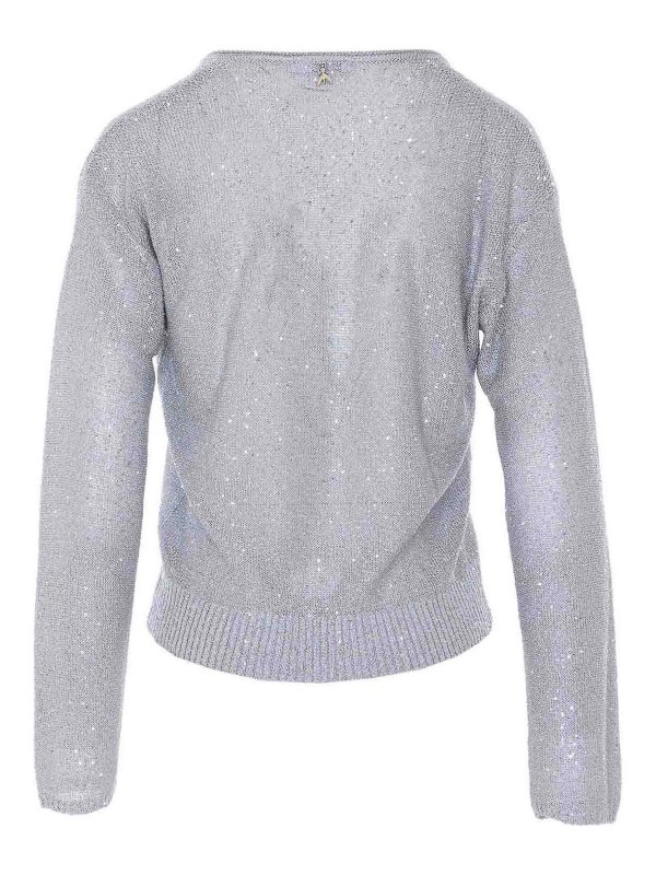 PATRIZIA PEPE: maglia collo rotondo online - Maglione grigio con paillettes