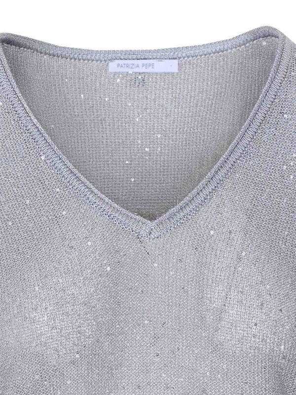 Maglione grigio con paillettes Replica 
online: PATRIZIA PEPE