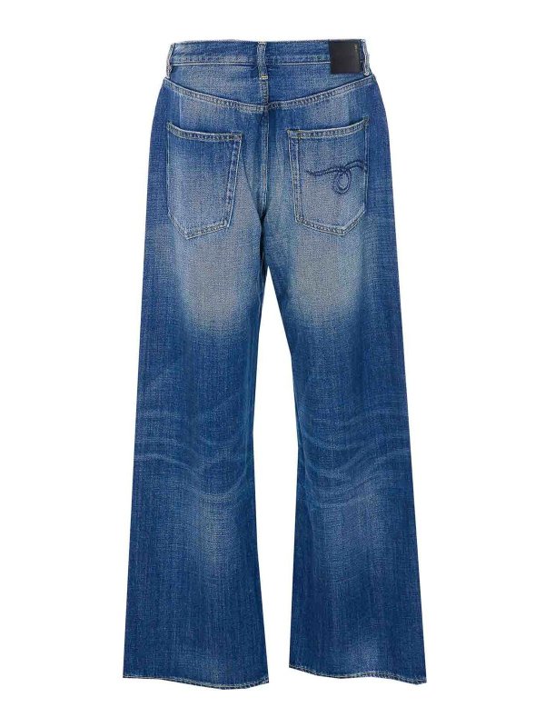 R13: straight leg jeans online - Raine Blue Darcy Loose Jeans