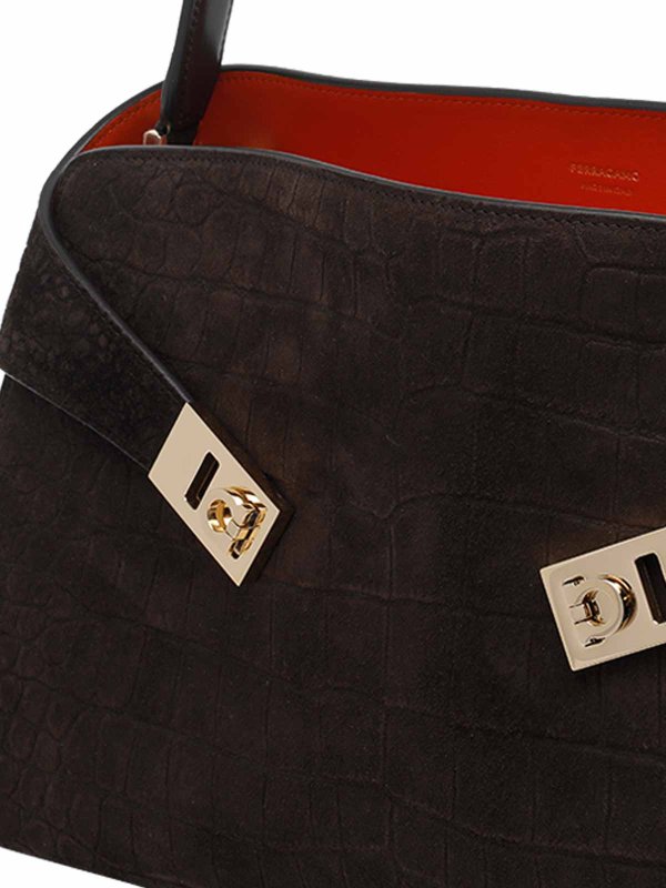 Brown Small Hug Shoulder Bag Replica 
online: FERRAGAMO