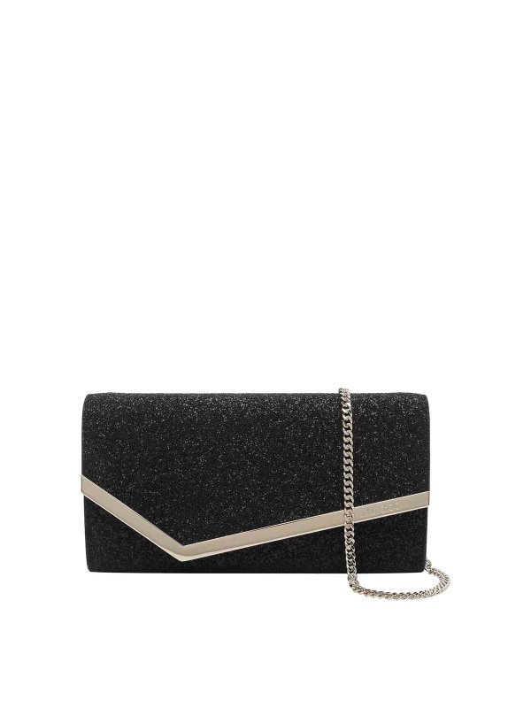 JIMMY CHOO: clutches - Black Emmie Clutch