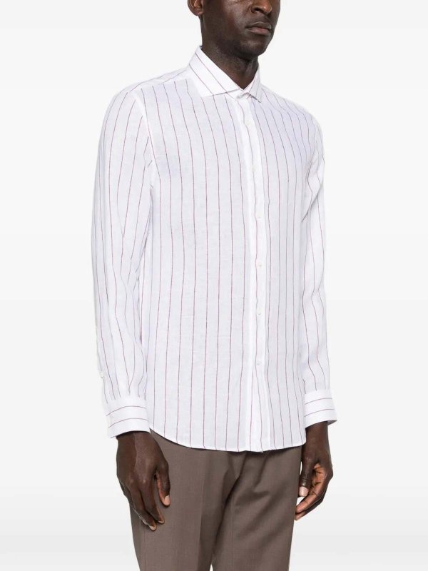 The Best Shops BRUNELLO CUCINELLI: shirts - Stripe Linen Easy Fit Shirt