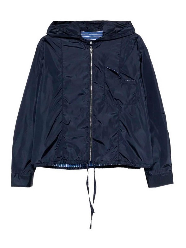 CUANTICO: casual jackets - Short Nylon Reversible Jacket With Hood