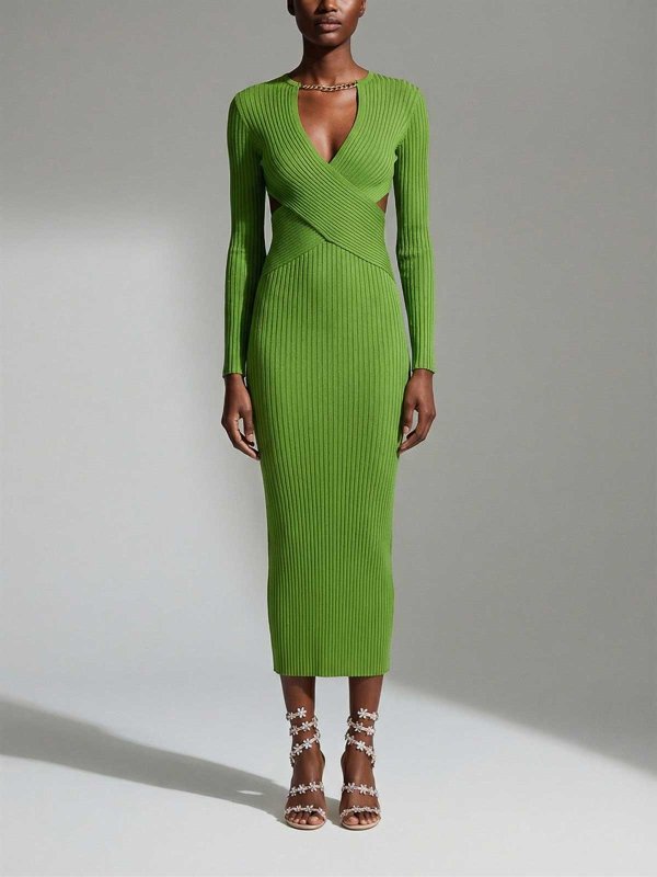 膝丈ドレス - 緑 shop online: ELISABETTA FRANCHI