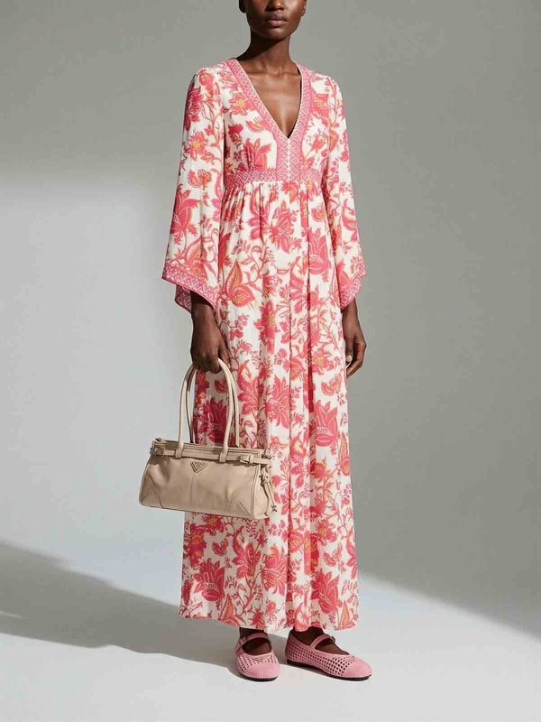 ETRO: maxi dresses online - Maxi `Empire` Dress With Deep V-Neck