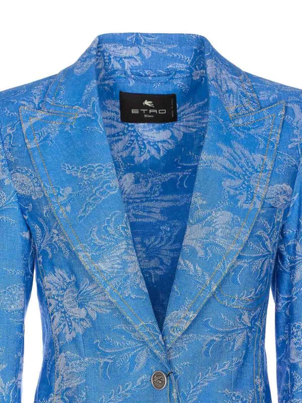The Best Shops ETRO: denim jacket - Fitted Denim Jacket With Peak Lapels