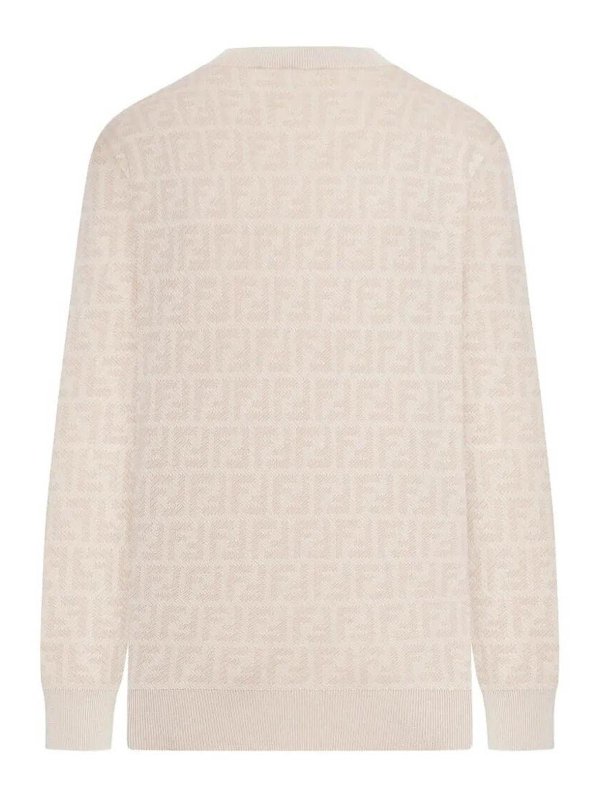 FENDI: crew necks online - `Ff` Knit Denim Sweater