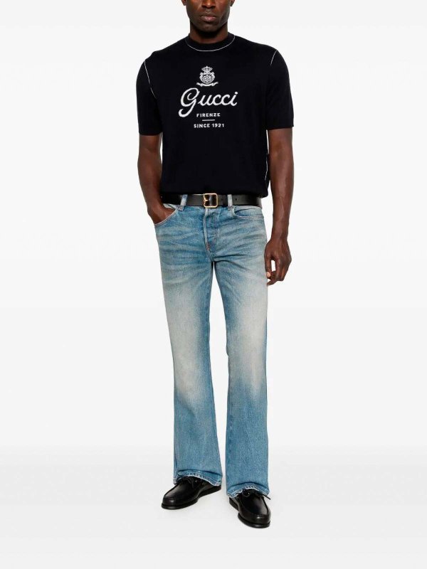 GUCCI: crew necks online - Short Sleeve Crew-Neck Sweater