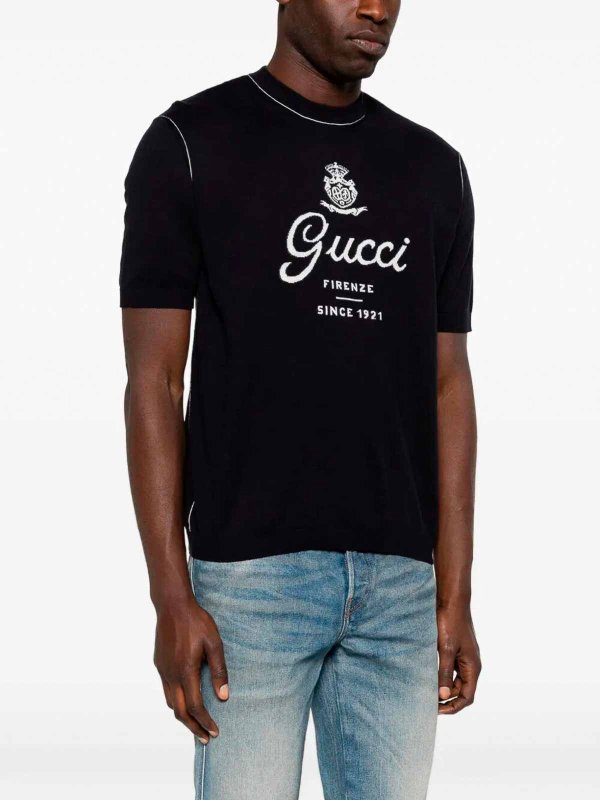 The Best Shops GUCCI: crew necks - Short Sleeve Crew-Neck Sweater