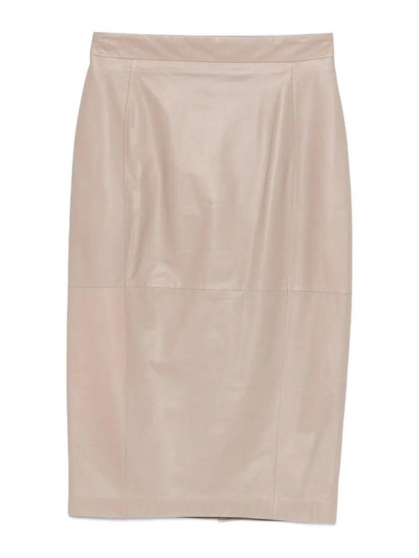 Max Mara: Lederröcke - Lederrock - Hellbeige