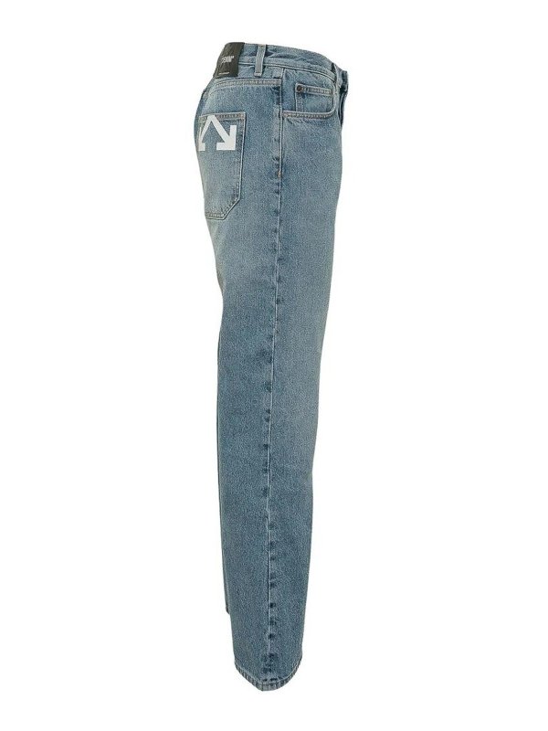 OFF-WHITE: straight leg jeans online - `Half Arrow` Slim Relax Jeans