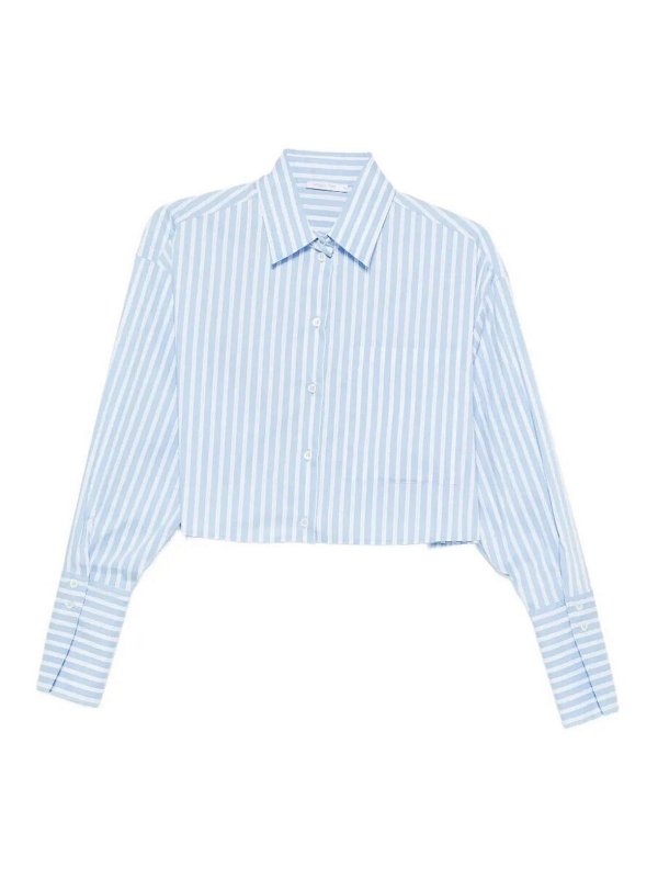 PATRIZIA PEPE: shirts - Striped Cropped Shirt