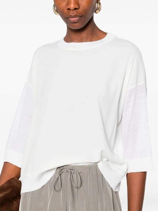 The Best Shops PESERICO: Strickpullover mit Rundhalsausschnitt - Rundhalspullover - Weiß