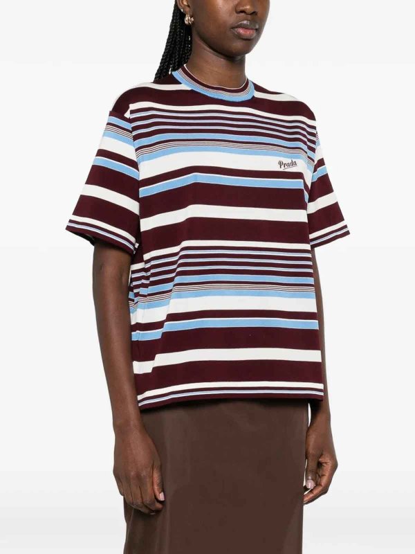 The Best Shops PRADA: crew necks - Striped Round Neck