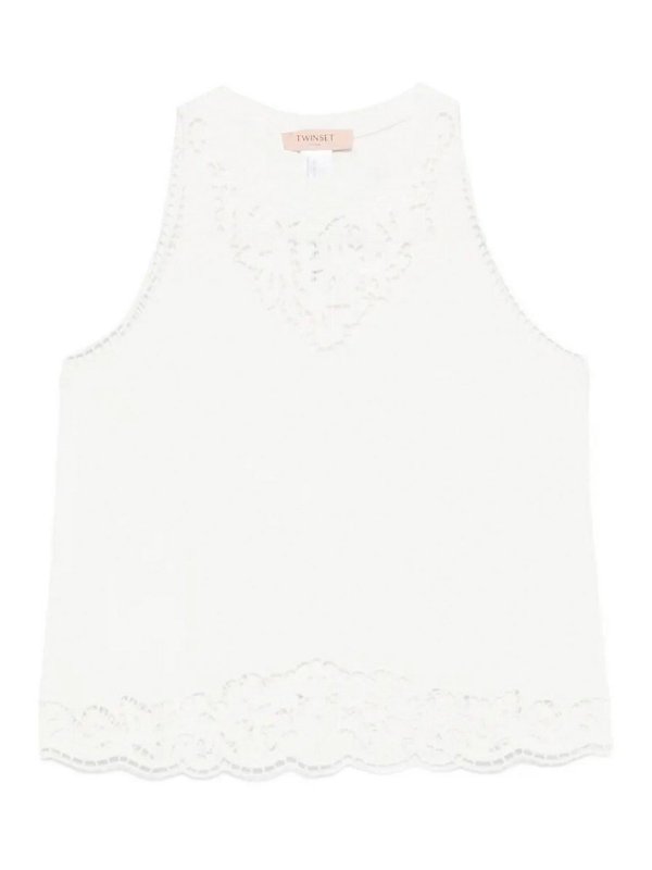 TWINSET: Tops & Débardeurs - Top - Blanc