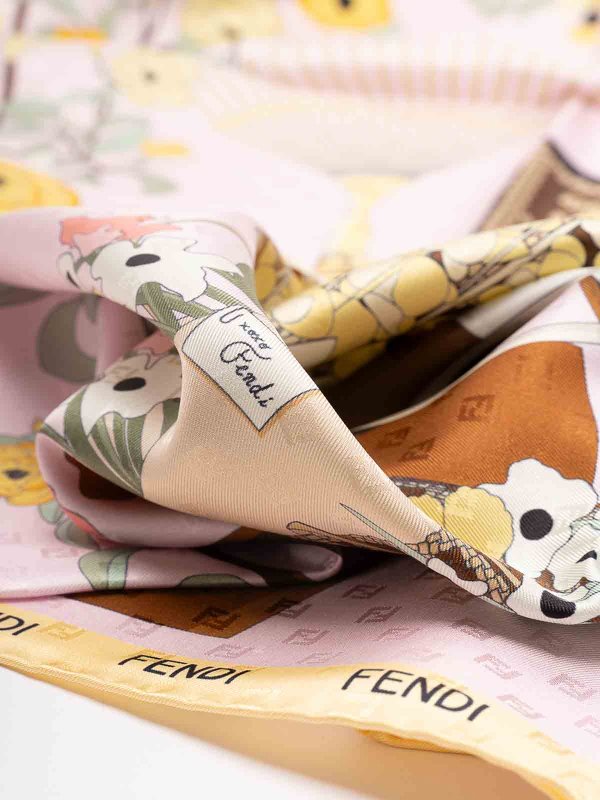 FENDI: Stoles & Shawls online - ` Gardening` Print Foulard