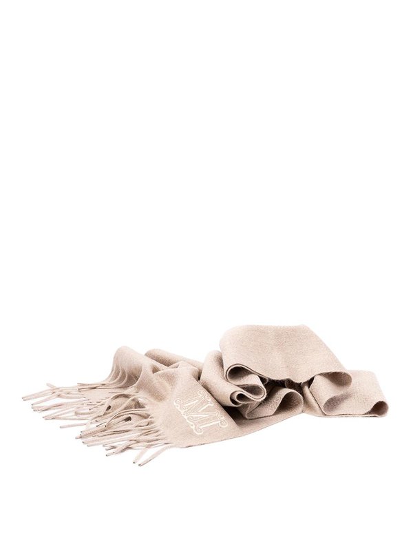 Max Mara: scarves - Monogram Embroidered Cashmere Stole
