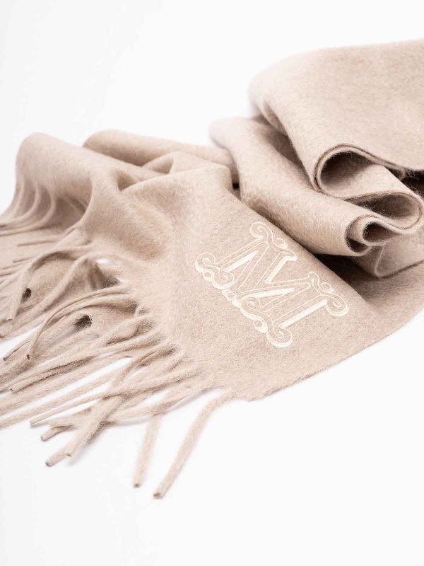 Max Mara: scarves online - Monogram Embroidered Cashmere Stole