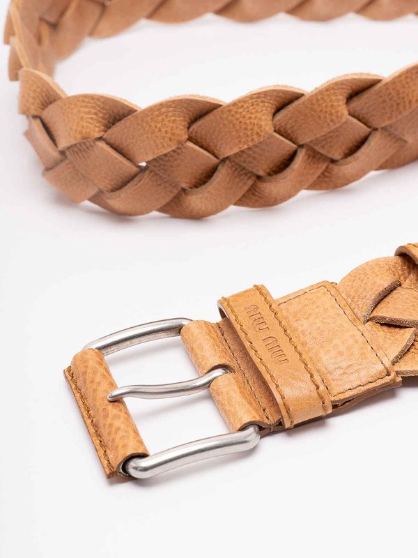 MIU MIU: belts online - Woven Leather Belt