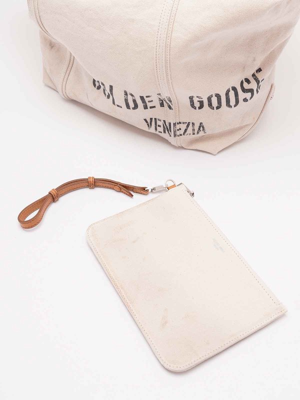 `247 Ew` Canvas Shopping Bag Replica 
online: GOLDEN GOOSE