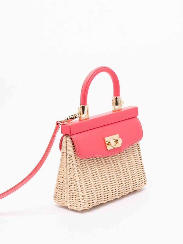 The Best Shops RODO: totes bags - Wicker And Leather Small Handbag