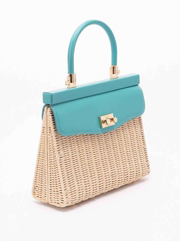 The Best Shops RODO: totes bags - Wicker And Leather Medium Handbag