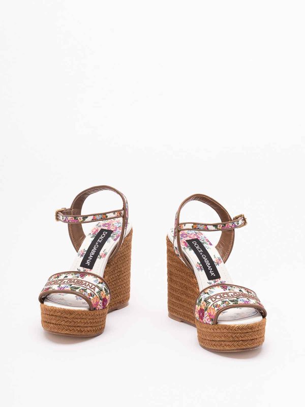 DOLCE & GABBANA: sandals online - Wedge Sandals With Majolica Embroidery