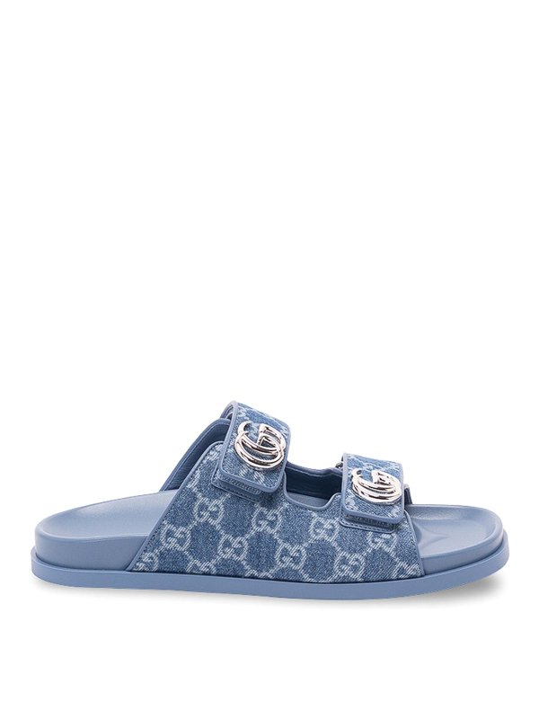 GUCCI: sandals - `Marmont` Denim Slides With `Gg`