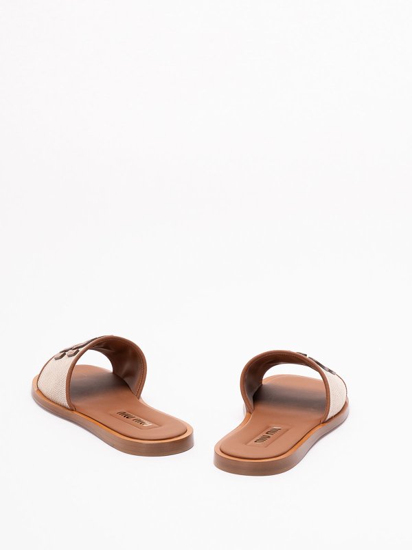 The Best Shops MIU MIU: sandals - Canvas And Leather Slides