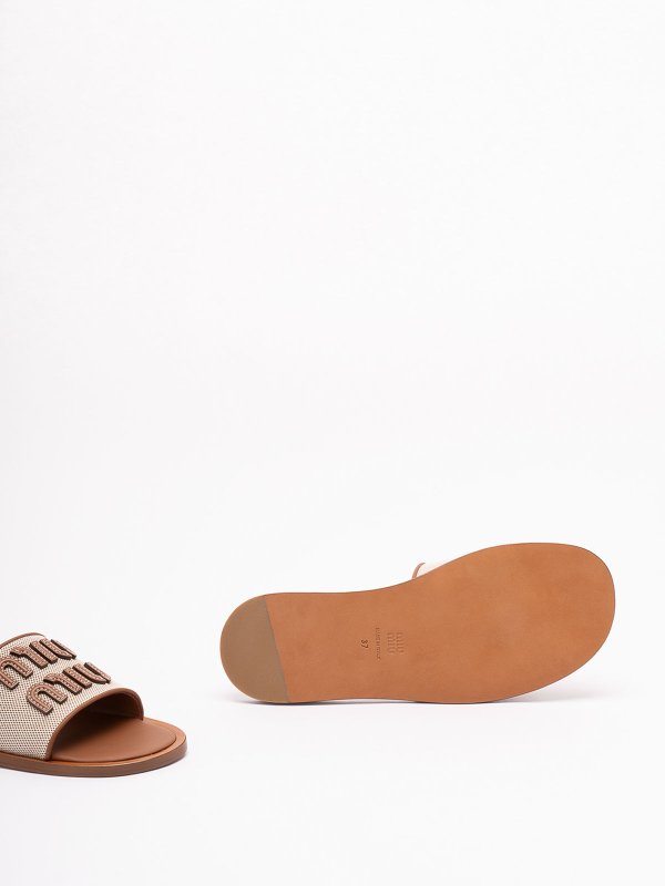 Canvas And Leather Slides shop online: MIU MIU