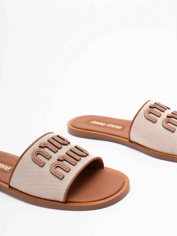 MIU MIU buy online Canvas And Leather Slides