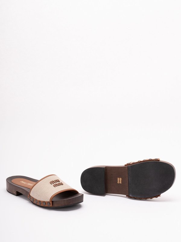 Canvas And Leather Clogs shop online: MIU MIU