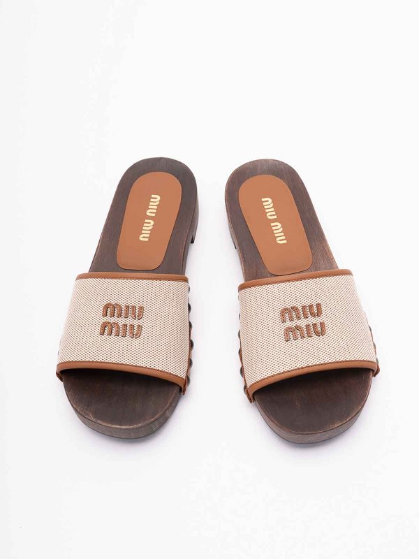 MIU MIU buy online Canvas And Leather Clogs