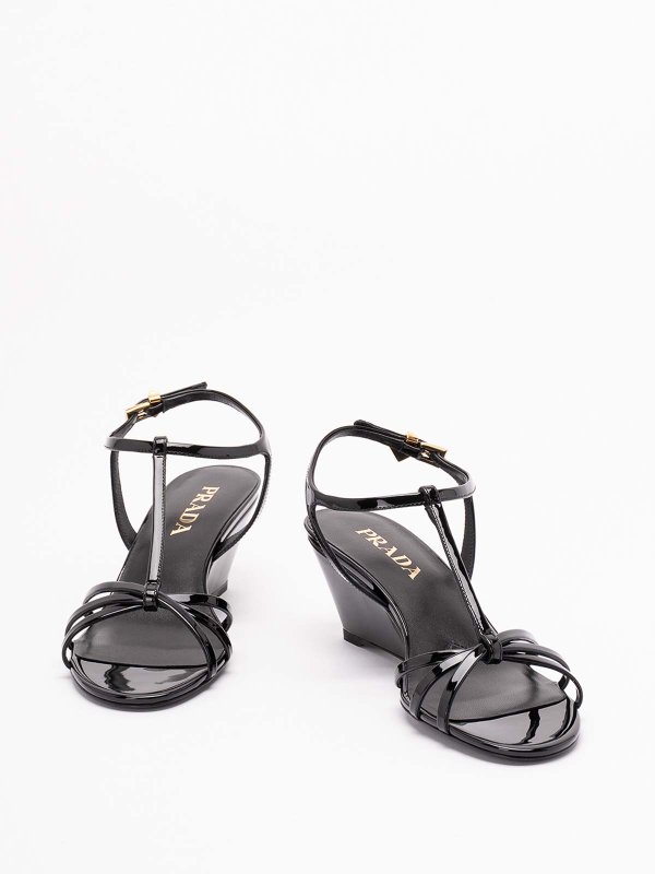 PRADA: sandals online - Patent Leather Wedge Sandals