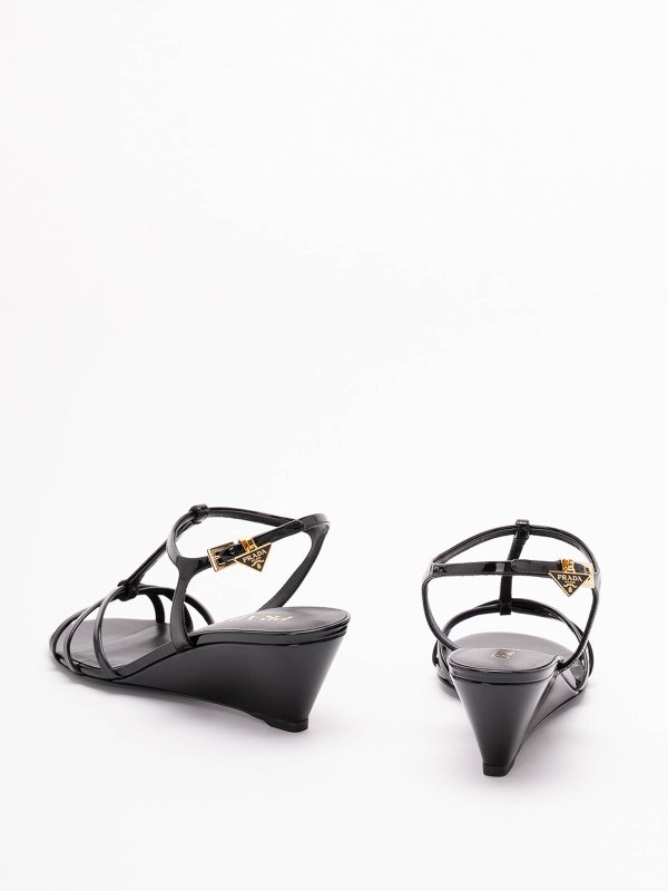The Best Shops PRADA: sandals - Patent Leather Wedge Sandals