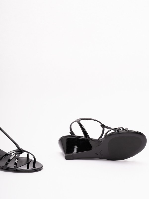 Patent Leather Wedge Sandals shop online: PRADA