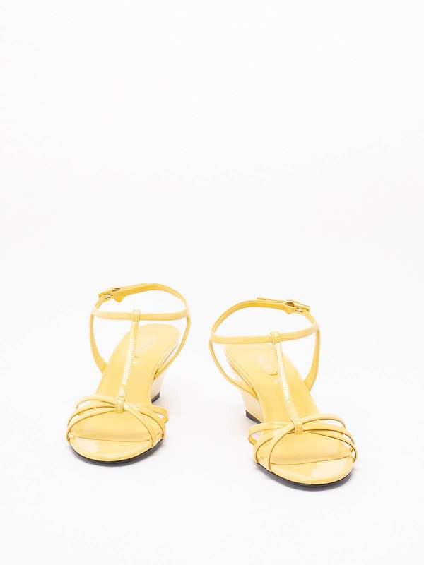 PRADA: sandals online - Patent Leather Wedge Sandals