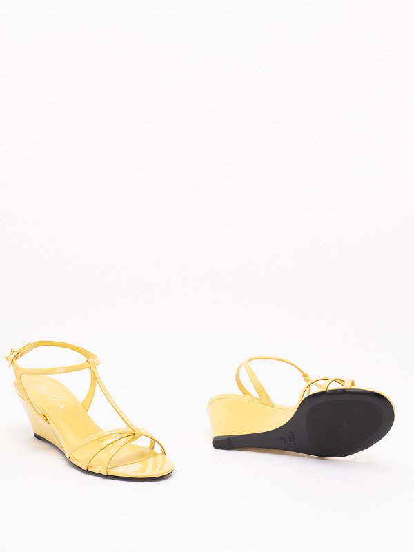 Patent Leather Wedge Sandals shop online: PRADA