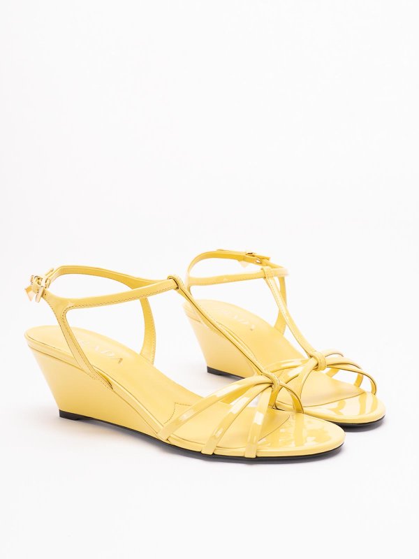 PRADA buy online Patent Leather Wedge Sandals