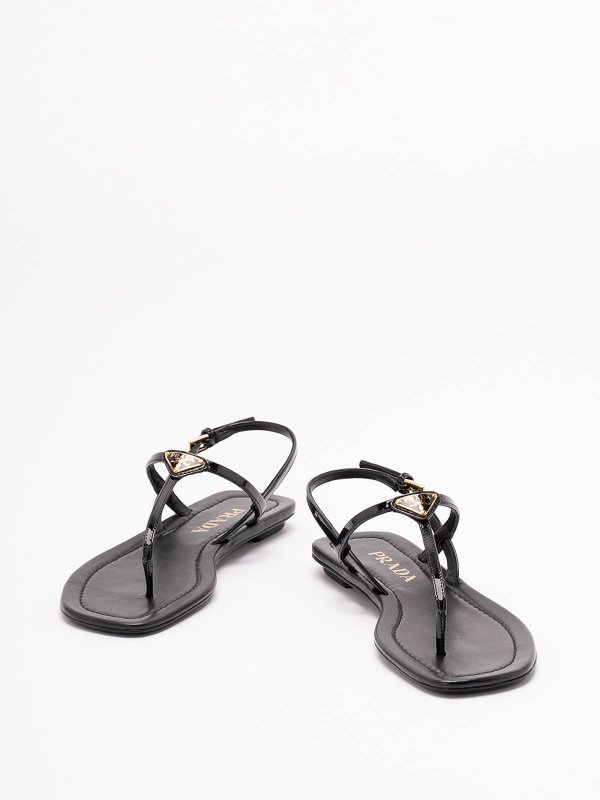 PRADA: sandals online - Patent Leather Flat Sandals