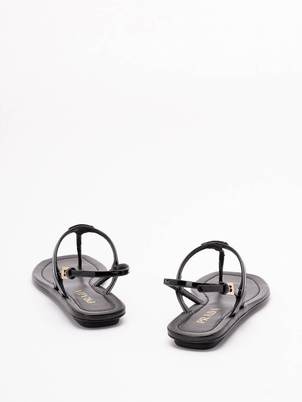 The Best Shops PRADA: sandals - Patent Leather Flat Sandals