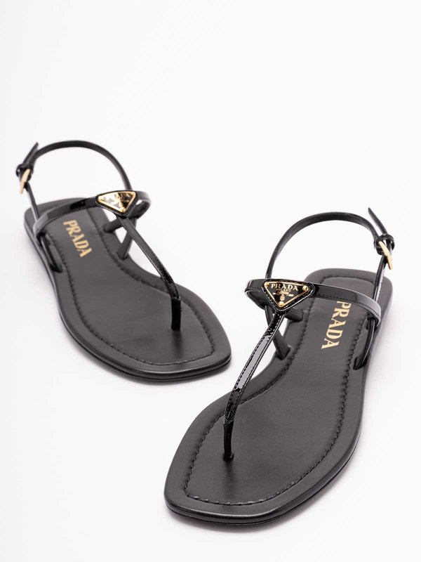 PRADA buy online Patent Leather Flat Sandals