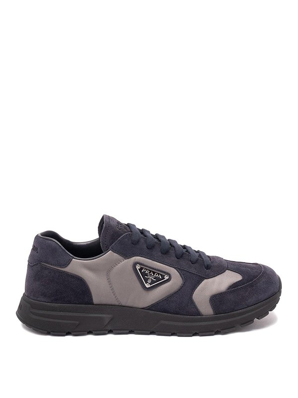 PRADA: trainers - Suede And Re-Nylon Sneakers