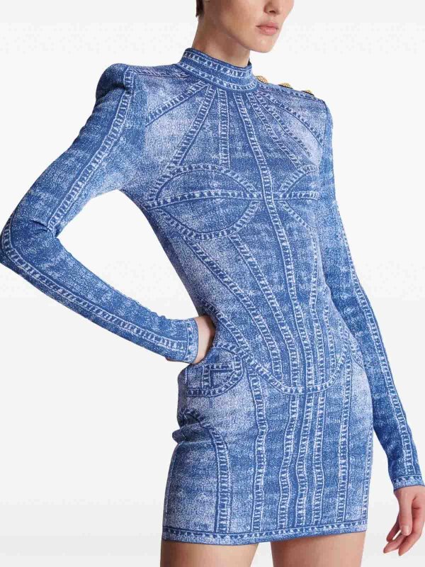 The Best Shops Balmain: Robe Courte - Bleu