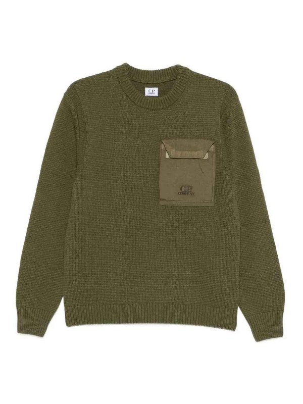C.P. COMPANY: Pull col rond - Pull Col Rond - Vert