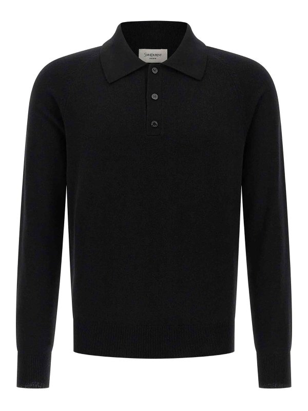 SAINT LAURENT: shirts - Buttoned Wool Polo Shirt