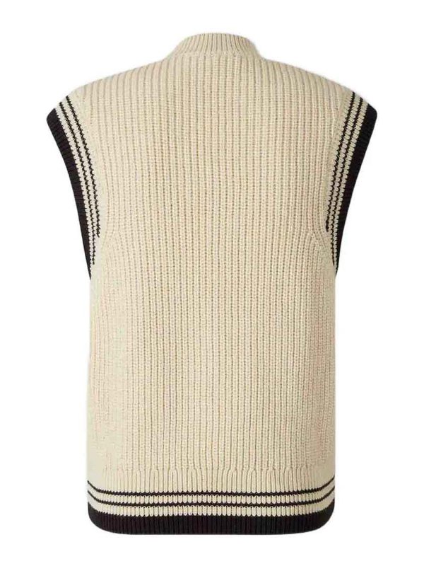 AMI PARIS: vests online - Ribbed V-Neck Knit Vest