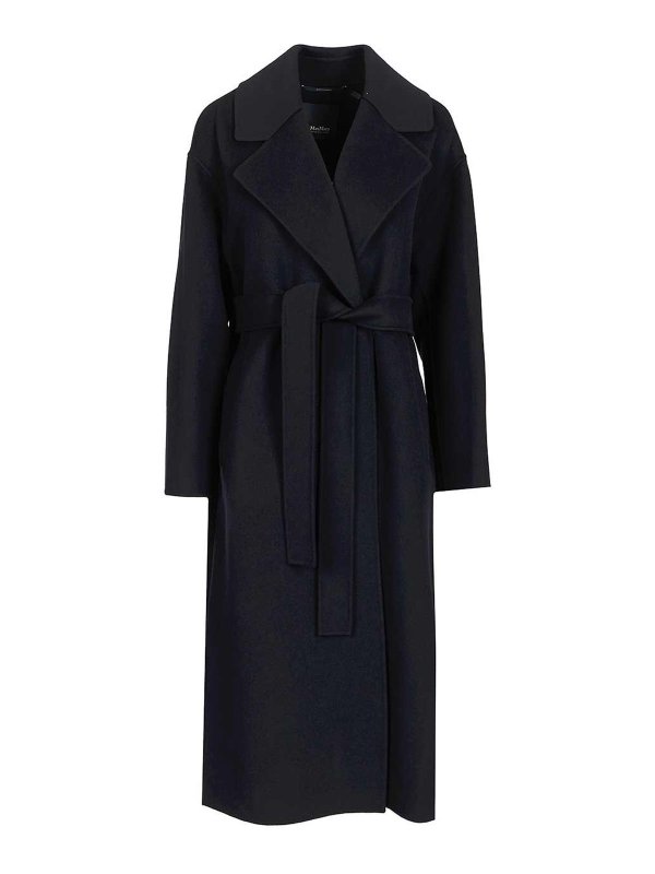 S MAX MARA: ニーレングスコート - 膝丈コート - ブルー